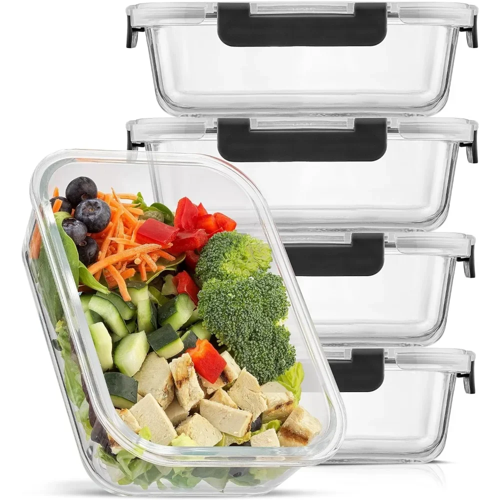 Meal Prep Glass Containers With Lids - y Стеклянные контейнеры для хранения пищевых