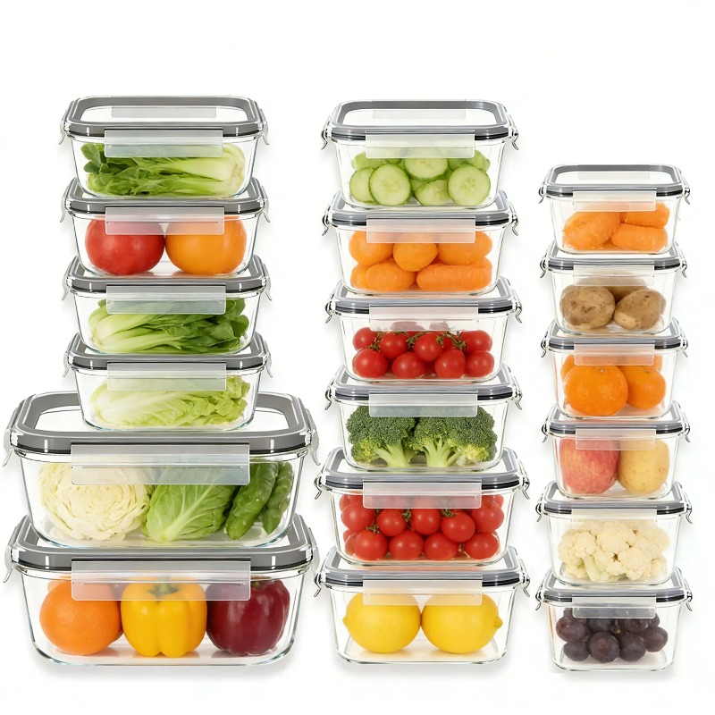 Meal Prep Glass Containers With Lids - Набор из 18 стеклянных контейнеров для