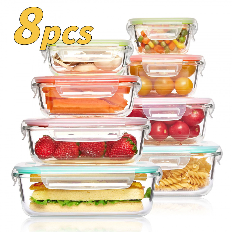 Набор из 8 герметичных стеклян – обзор и цена Meal Prep Oven Safe Containers