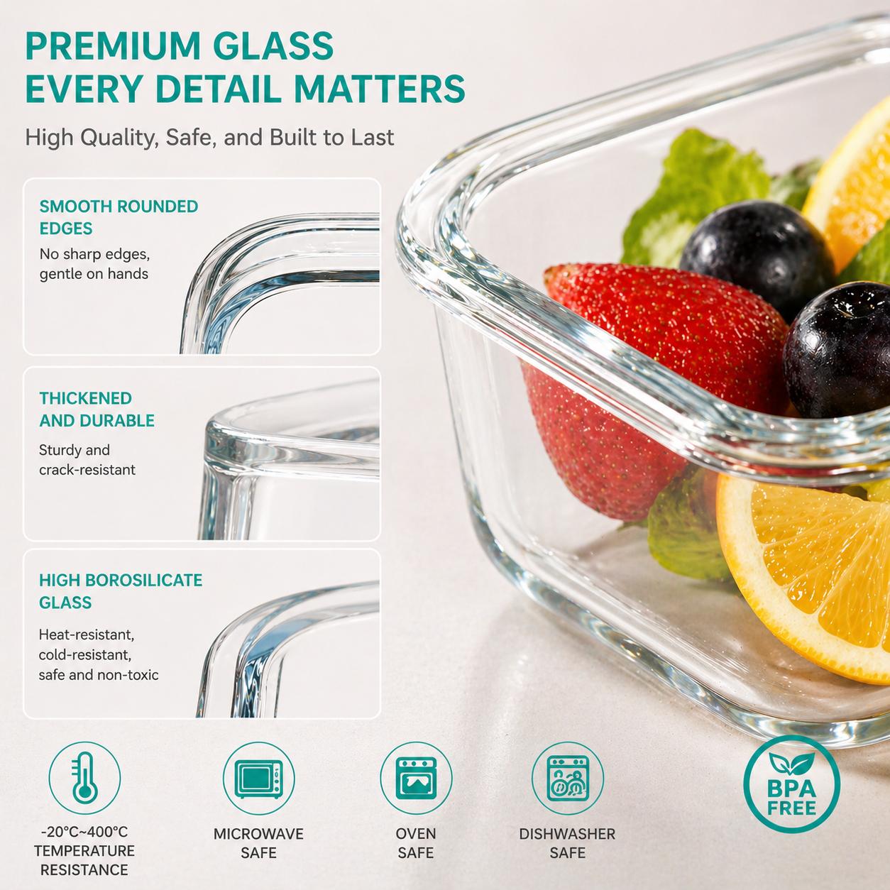 16 шт. герметичных стеклянных  – обзор и цена Meal Prep Glass Containers With Lids