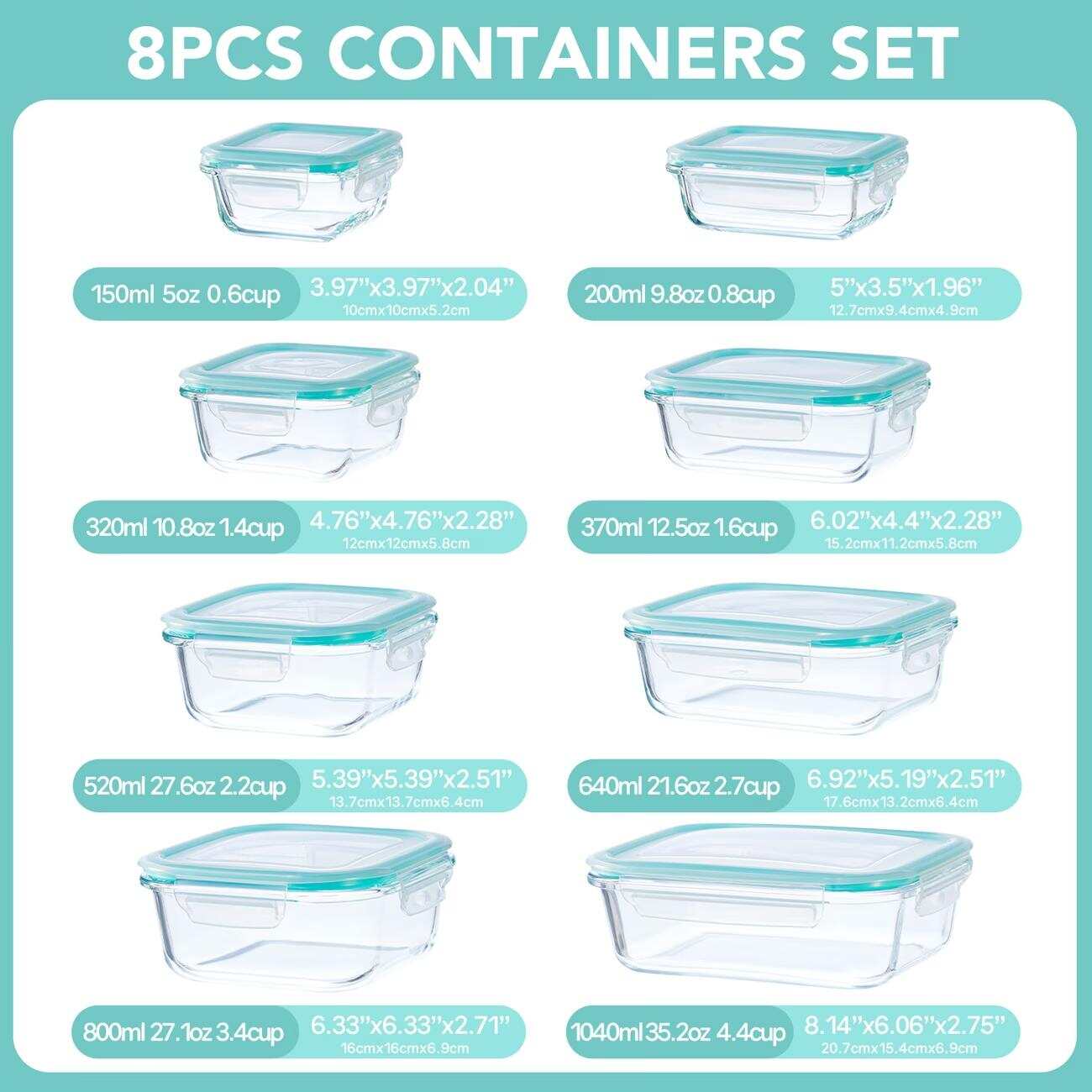 16 шт. герметичных стеклянных  – обзор и цена Meal Prep Glass Containers With Lids